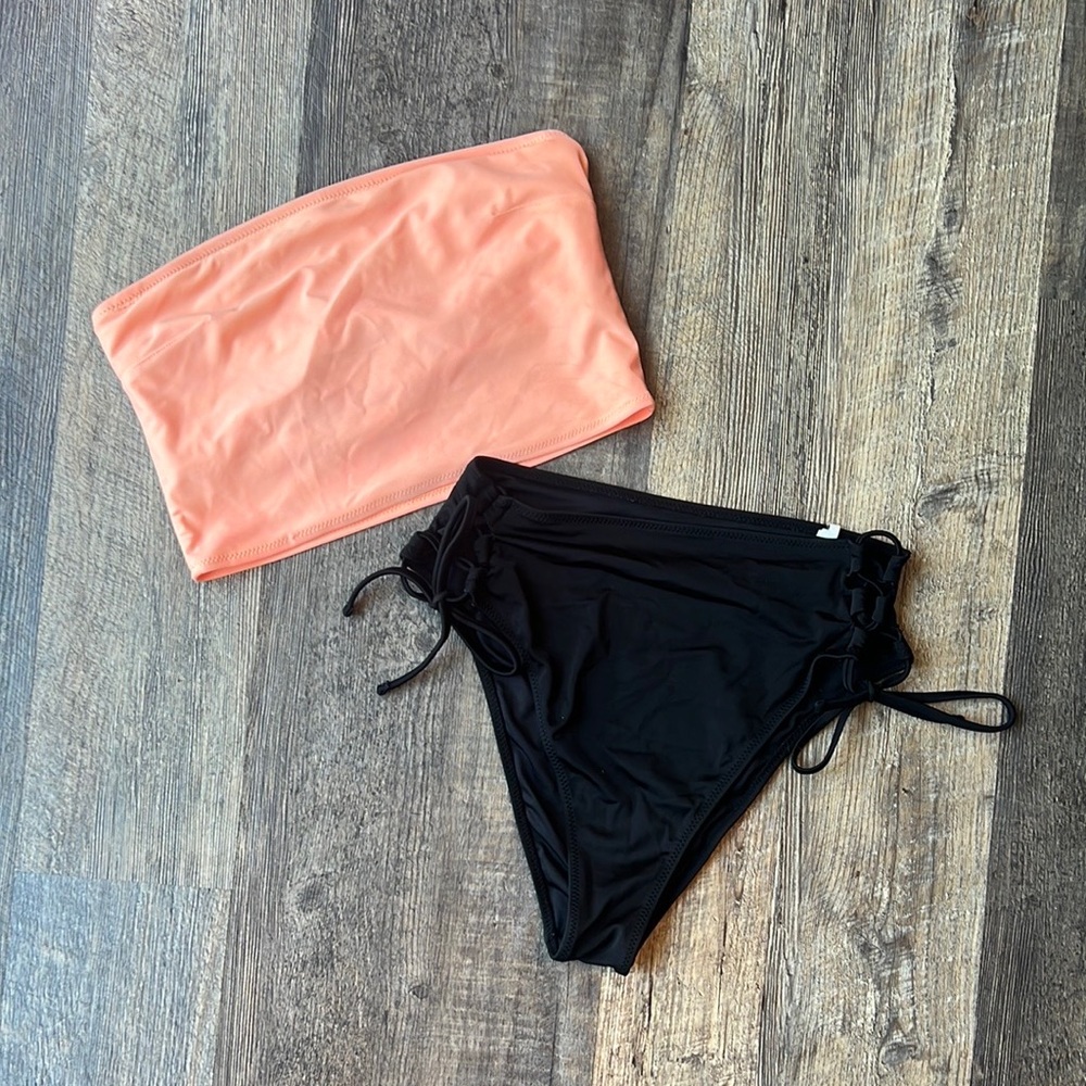 Aerie Peach Bandeau Top and Shade and Shore Bottom